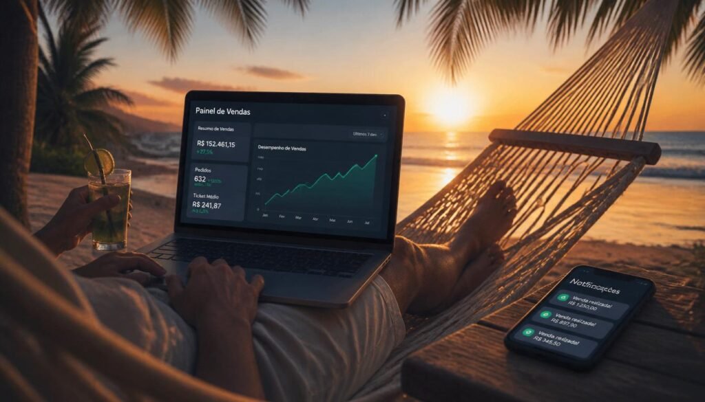 gpt image 2 a person relaxes in a hammock on a tropical beach an open laptop on their lap di 0